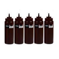 BO2124 Ketçap & Mayonez Şişe Geniş Kapaklı 950 ml Kahve-5'Lİ SET